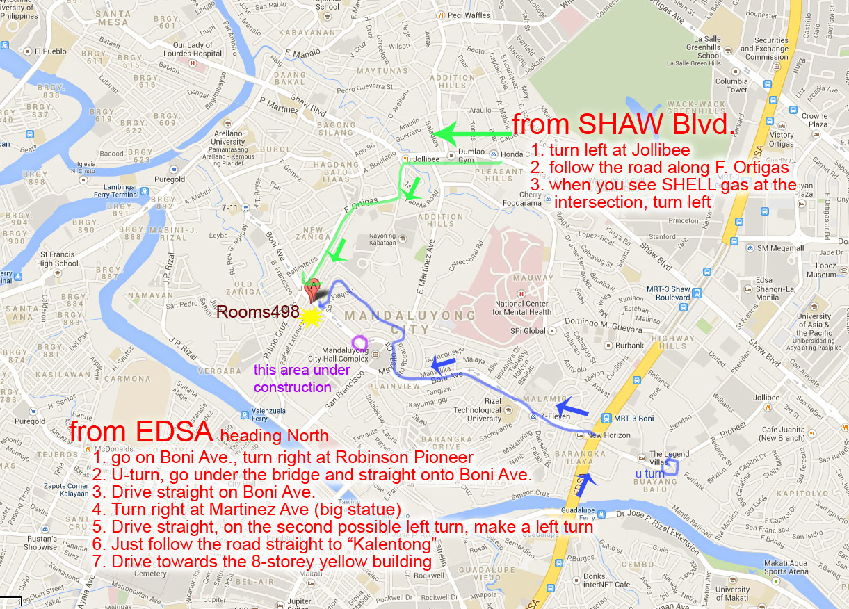 fromSHAW or EDSA to Rooms498