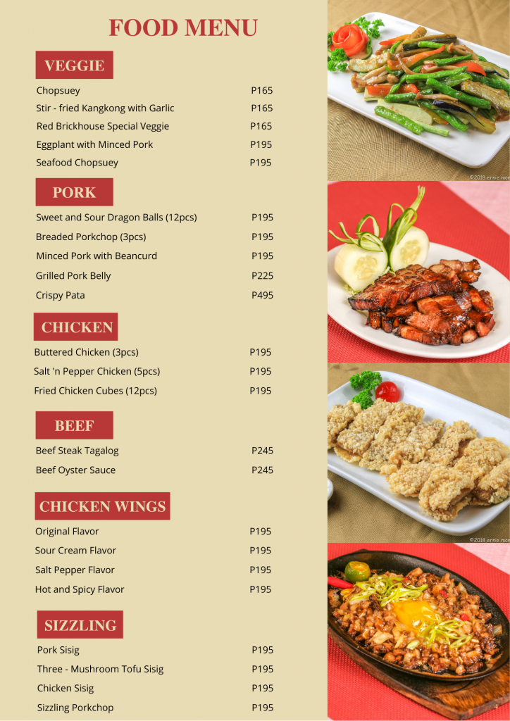 Food Menu - Rooms for Rent-Accommodation-Food-Cafeteria-roomsforrent.ph